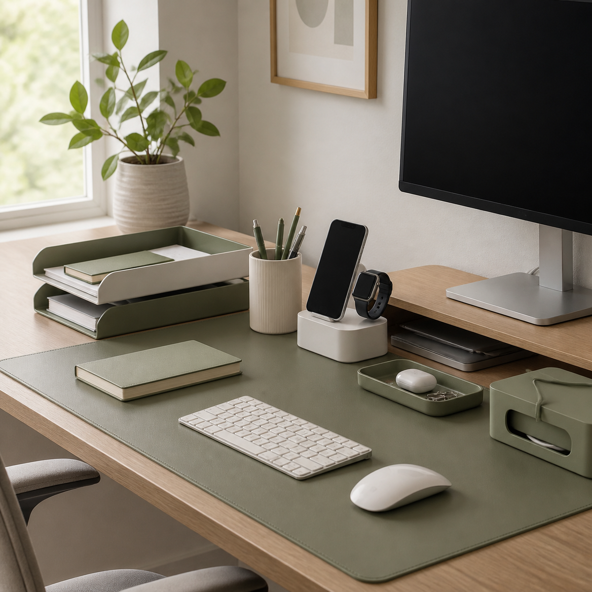Clearspace Vegan Leather Desk Mat lifestyle workspace image